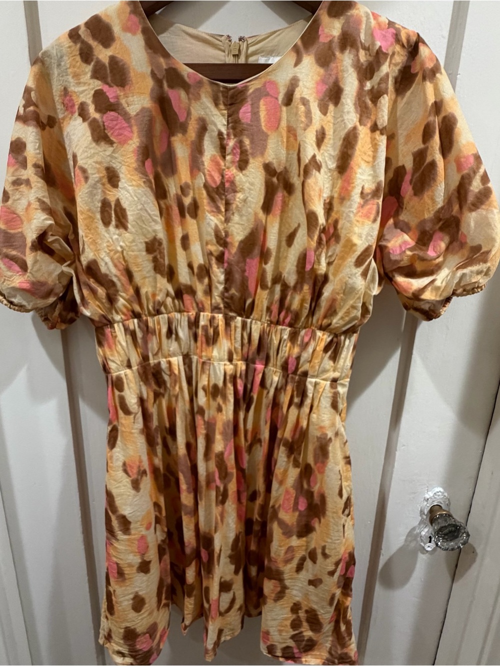 Banana Republic Cream, Brown & Pink Printed Mini Dress